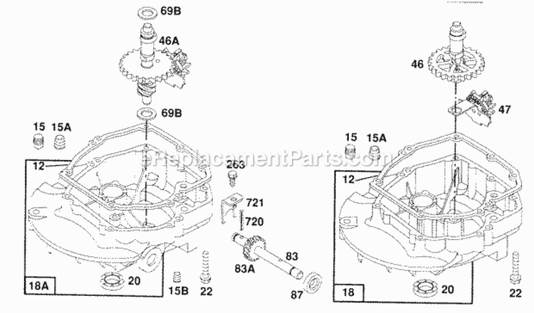 Sump Base Assemblies Diagram and Parts List for 124702-0220-01  Briggs and Stratton Engine